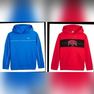 2 PUMA Youth Fleece Hoodie red and blue size L 14/16